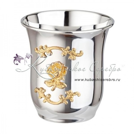Стакан с позолотой  Стакан с позолотой Роза 999 пробы на 150 мл