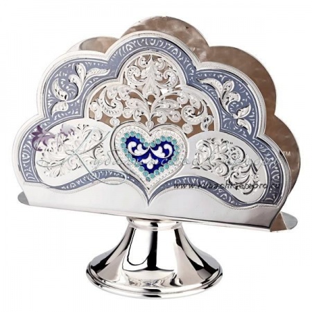 Салфетница из серебра с эмалью 