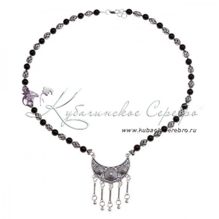 Колье с черным агатом