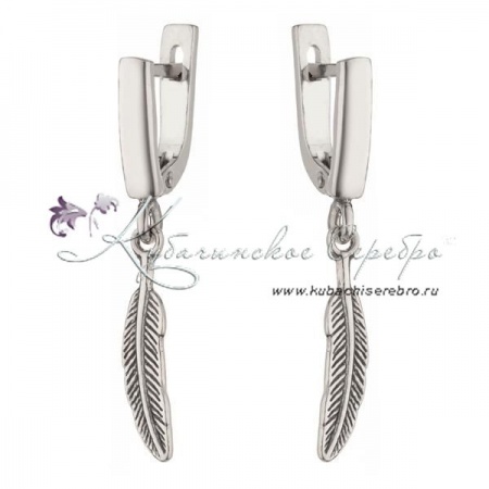 Серьги серебряные Перышки мини 