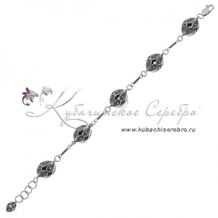 Крупные браслет- бусы серебряные 