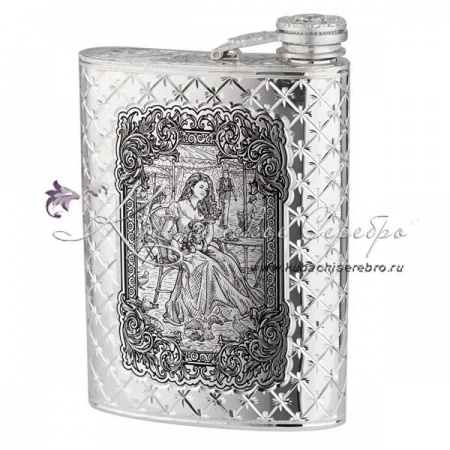 Фляга  Фляга Девушка с собачкой & Корабль на 190 мл