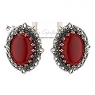 Серьги серебряные с кораллом 3573 