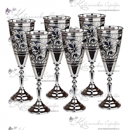 Набор бокалов под шампанское серия Кубачи на 150 мл