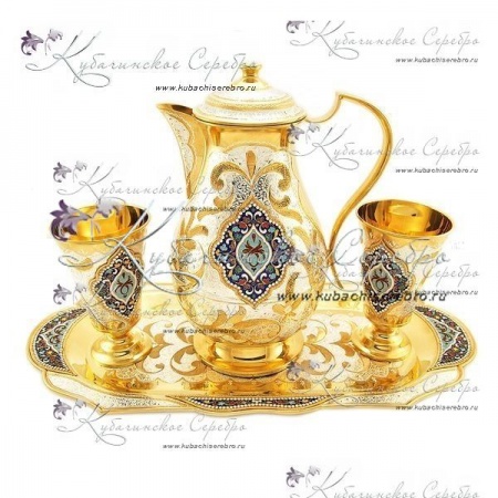 Сервиз с позолотой и горячей эмалью