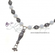 Чётки серебряные с белым агатом , арт №4519/5