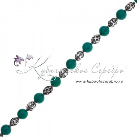 Бусы серебряные с бирюзой
