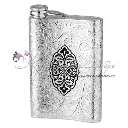 Фляга без черни, камень кабашон, на 290 мл , арт №4468  Фляга без черни, камень кабашон, на 290 мл