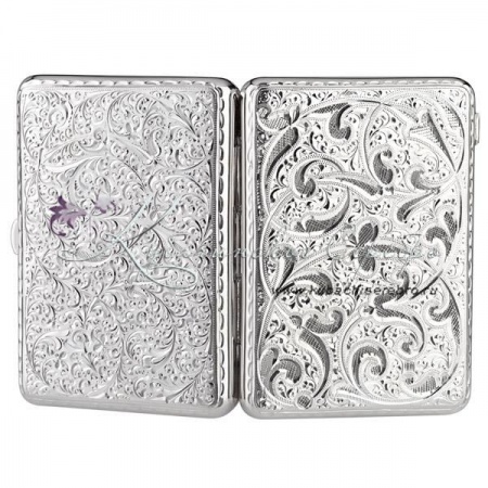 Портсигар серебряный без черни, исполнение Люкс