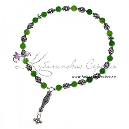 Чётки серебряные с нефритом 