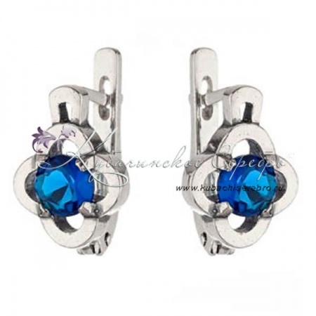 Серьги серебряные с синим камнем