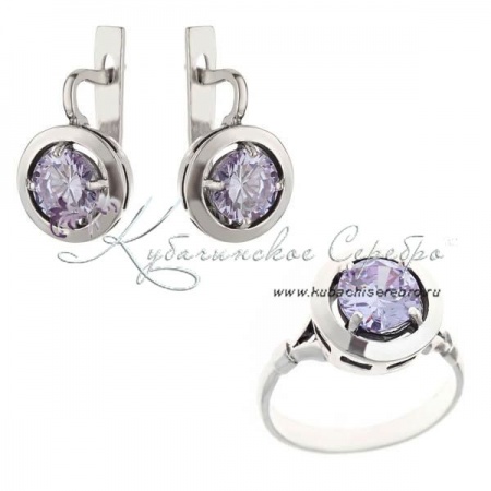 Комплект из серебра с аметистом