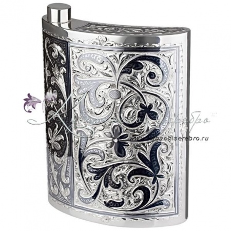 Фляга из серебра серия Кубачи на 250 мл