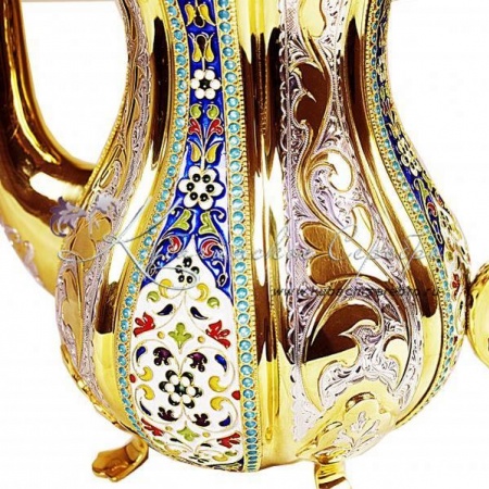 Чайник с позолотой и горячей эмалью на 1200 мл