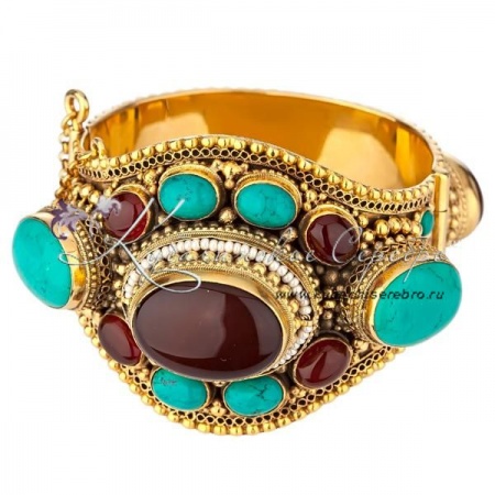 Серебряный браслет с позолотой, кубачинский!