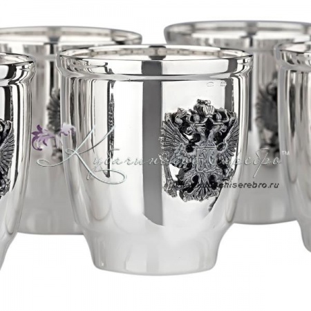 Набор стопок из серебра 999 пробы серия  Набор стопок из серебра 999 пробы серия Россия на 60 мл