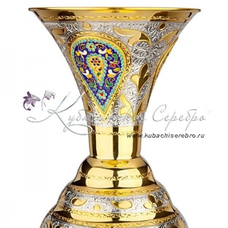 Ваза  с позолотой  и горячей эмалью , арт №4063 Ваза  с позолотой  и горячей эмалью