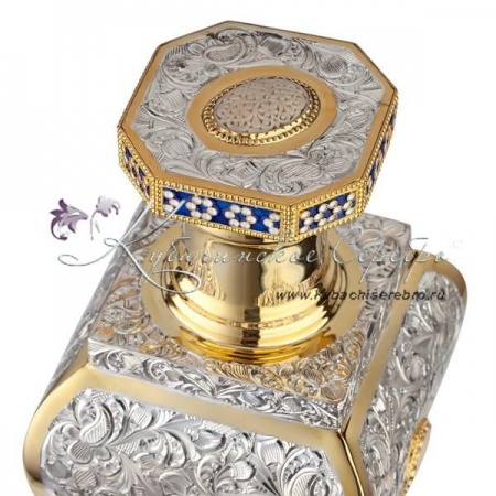 Серебряный штоф с позолотой для крепких напитков на 1050 мл, арт №6430 Серебряный штоф с позолотой для крепких напитков на 1050 мл