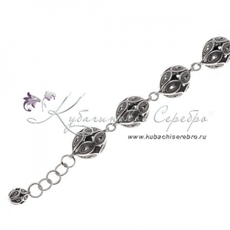 Серебряный браслет-бусы филигранные