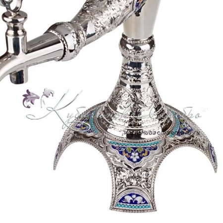 Серебряный графин для вина в виде рога с горячей эмалью на 1000 мл