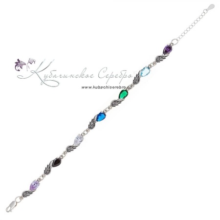 Браслет из серебра Радуга с камнями