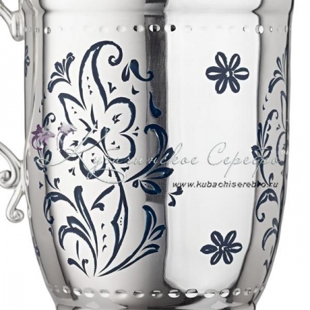 Кружка серебряная с холодной эмалью 999 пробы на 460 мл (Новинка) 