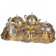 Сервиз чайный с позолотой и горячей эмалью, арт №7055