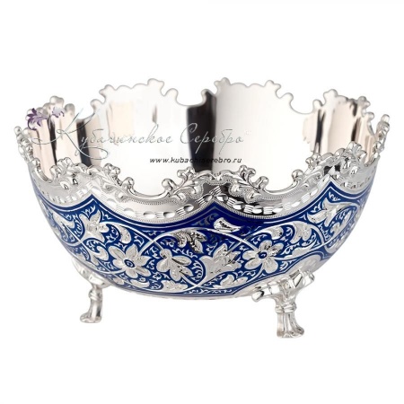 Конфетница серия Жасмин с синей холодной эмалью (Новинка)