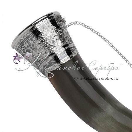 Подарочный набор из серебра, кинжал + рог 