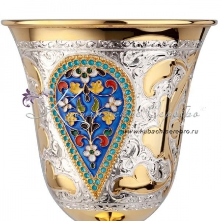 Фужеры Царские с позолотой и горячей эмалью на 300 мл