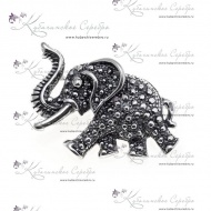 Брошь серебряная "Слон"  1084