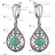 Серьги серебряные с бирюзой 2609