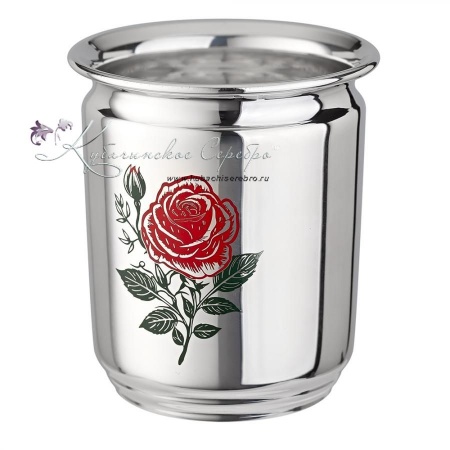 Стаканчик Роза 999 пробы с холодной эмалью на 110 мл (Новинка)