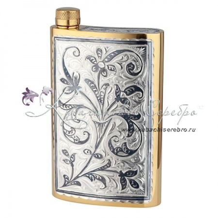 Фляга с позолотой и чернением на 260 мл 