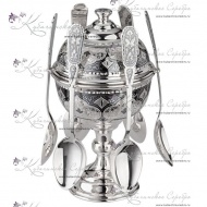Икорница с ложками, серебро с чернением! 2976