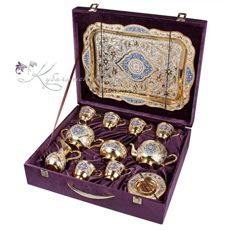 Сервиз чайный с позолотой и горячей эмалью