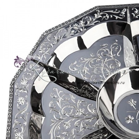 Поднос менажница серебряная  Поднос менажница серебряная Black series