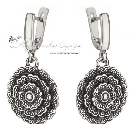 Серьги серебряные Роза