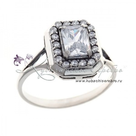 Кольцо серебряное квадратное, арт №6837 Кольцо серебряное квадратное