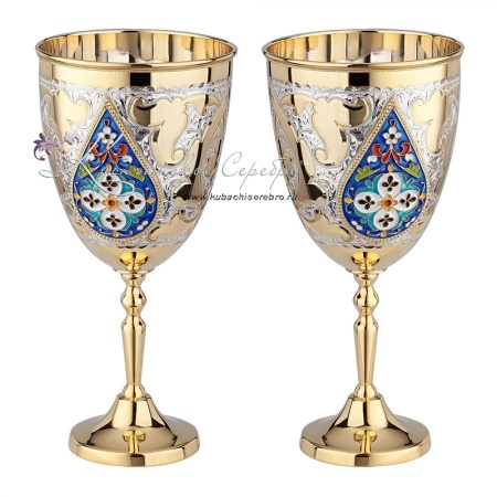 Бокалы с позолотой и горячей эмалью на 300 мл 
