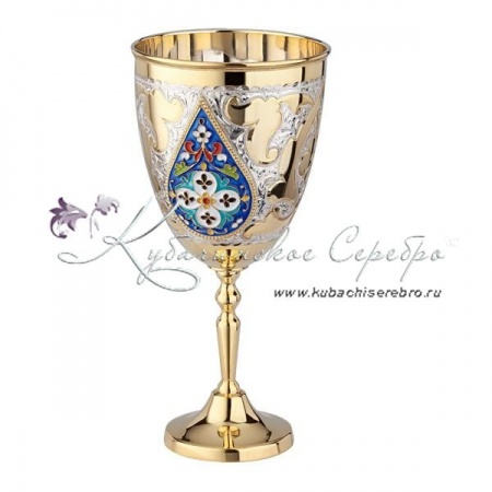 Бокал с позолотой и цветной горячей эмалью на 300 мл 
