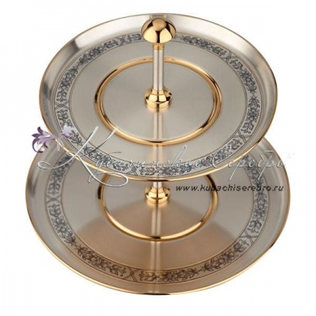 Ваза (горка) 925 пробы с позолотой, двухъярусная 