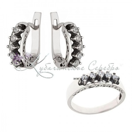 Комплект серебряный с цирконами