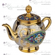 Чайник с позолотой и горячей эмалью на 480 мл 1449