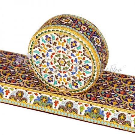 Настольные часы с позолотой и горячей эмалью , арт №2455 Настольные часы с позолотой и горячей эмалью