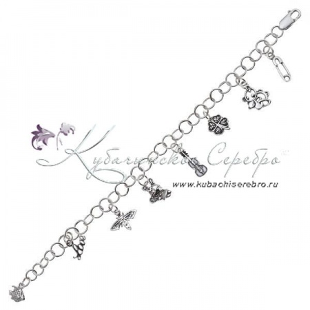 Серебряный браслет с миниатюрными украшениями