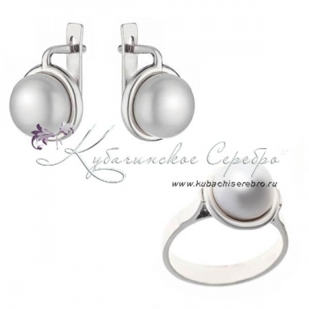 Комплект серебряный с жемчугом