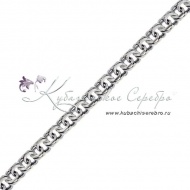 Серебряный браслет-цепочка, плетение бисмарк, длина 22-24 см, ширина 1 см, арт №9902
