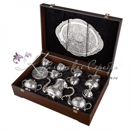 Сервиз чайный с чернью на 6 персон (Новинка)