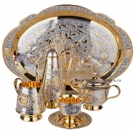 Кофейный сервиз с горячей эмалью на 6 персон, арт №7049